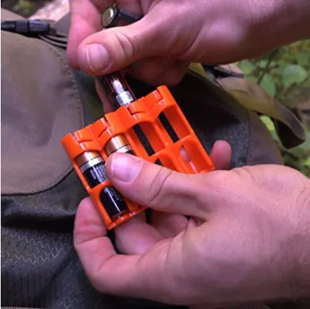 Storacell Slim Line AA 4 Pack Caddy-Orange Battery Holder Compact Easy Dispenses Batteries Caddy with One Hand Safety