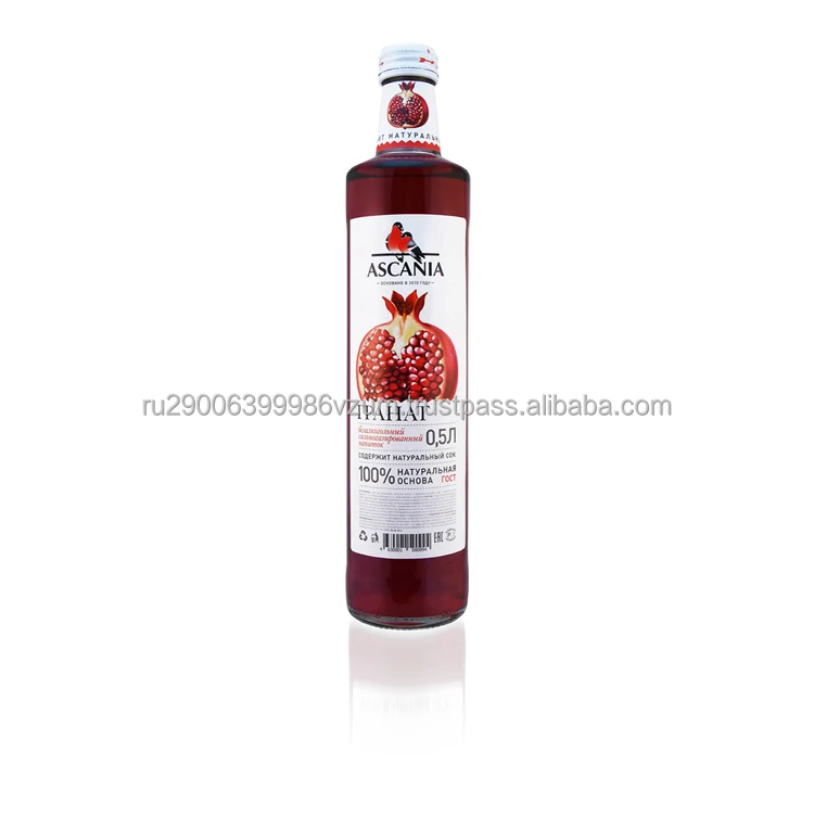 Delicious, trendy and modern drink with refreshing pomegranate juice sweet and sour taste, beverage bottles