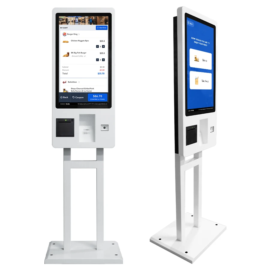 QR сканер Самостоятельная проверка интерактивный киоск экрана касания супермаркета самообслуживания заказа машина с принтером