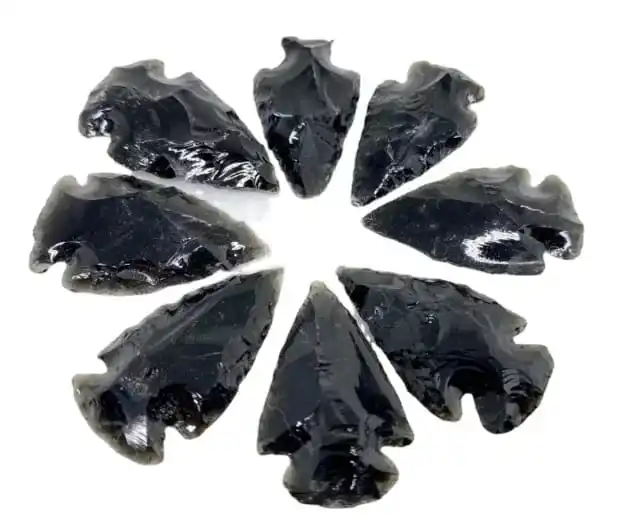 Obsidian Arrowhead Carving Stone Crystal Healing Stone Crescent Arrowhead Shape Black Obsidian Crystal Metaphysical Glass Loose
