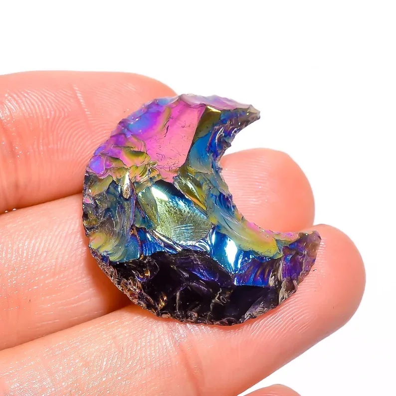 Aura Crystal Rose Quartz moon & star  hand crafted and coated Agate arrowheads pendant Agate Arrowheads Wholesale arrowheads