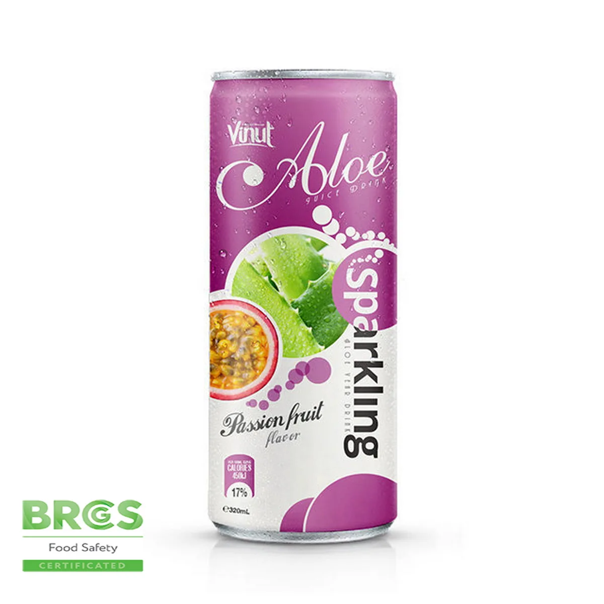 
320ml Canned Sparkling Aloe vera drink with Passion fruit flavor 