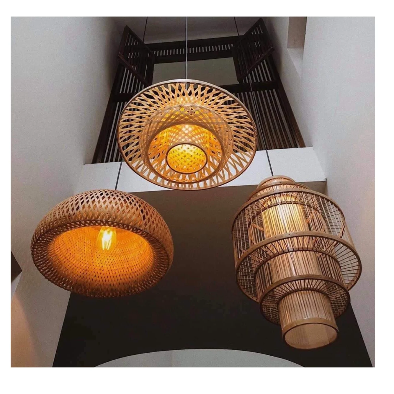 Modern Design Style 3500K (Warm White) Warm White Emitting Color Bamboo Lamp Wicker Rattan Export From Vietnam