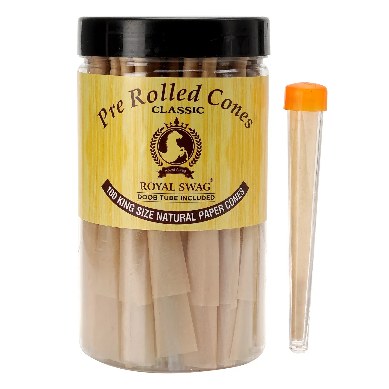 Royal Swag Pre-Rolled Cones Classic King Size pre rolled paper with Filter Tips - 110 MM Long raw pre-rolled cones  100 Count