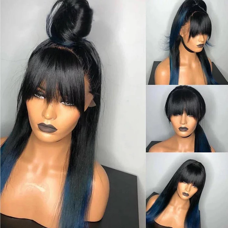 Wholesale Dropshipping Glueless 26 Inch Lace Wig For Black Women Brazilian Weaves And 250% Density Long Human Hair Wig With Bang