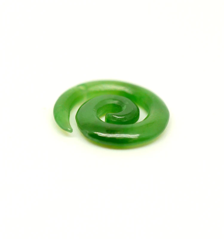 Hot sale diy jewelry earring natural jade 15mm Maori Koru donut green jade pendant