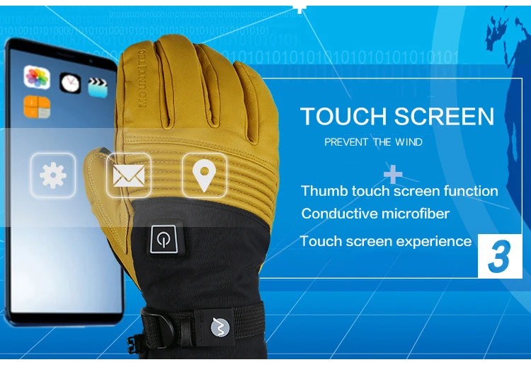 
Winter 2200mAh Batteries Electric Heated Gloves Ski Waterproof 4 Heated Performance Glove 