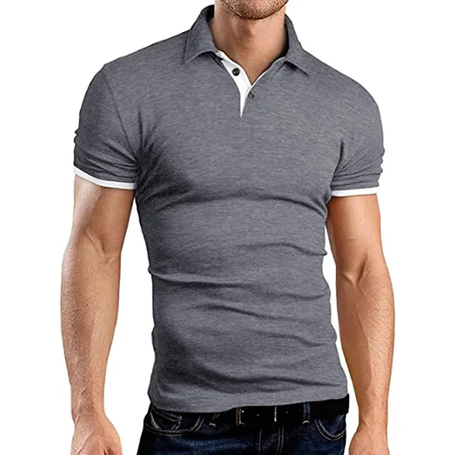 Мужская рубашка с коротким рукавом и воротником-поло
