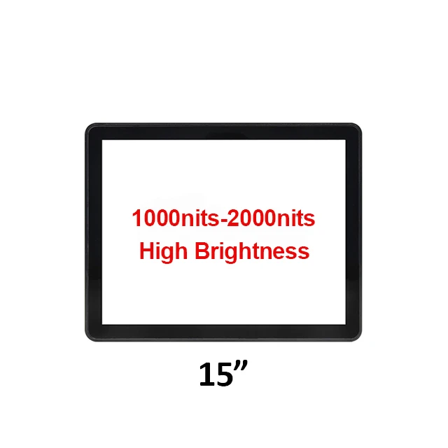 
15 inch High Brightness 1000nits Industrial Touch Screen Monitor with TFT Display Readable Outdoors Self Service Vending Machine 