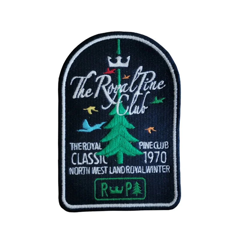 
hot sell on ETSY custom embroidery pine clue patch for jacket sew-on Embroidered logo patches for outerwear 