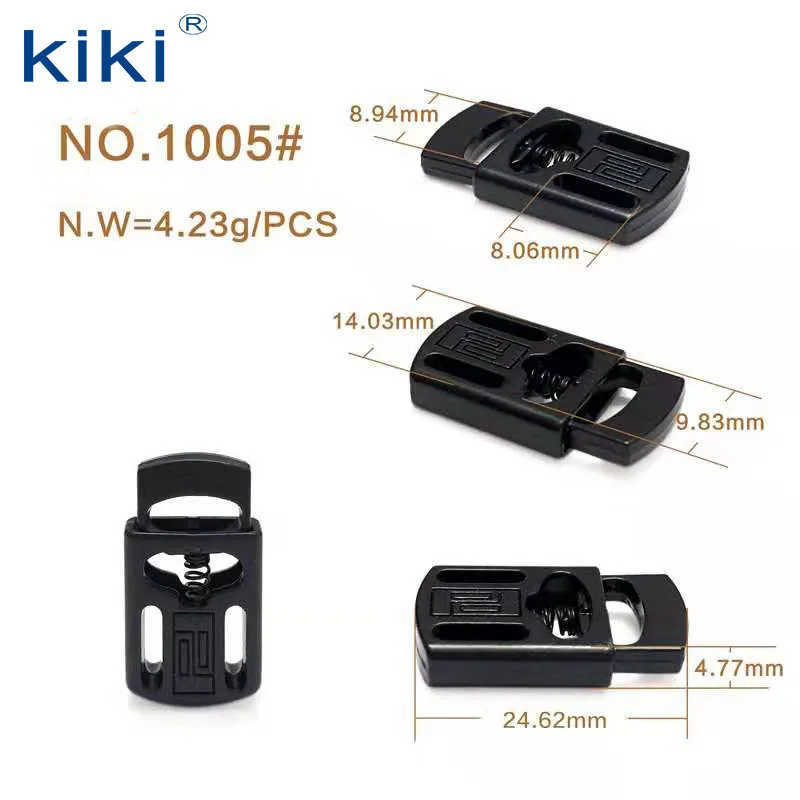 
High quality low price big black flat stainless steel cord lock 