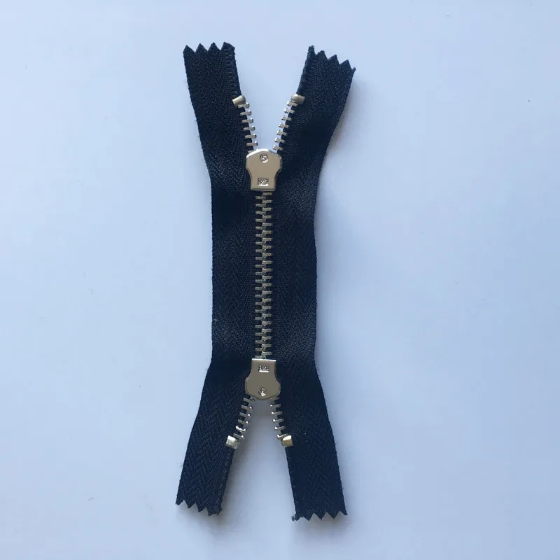 
High quality metal plated brass nickel double slider close end X shape zipper 