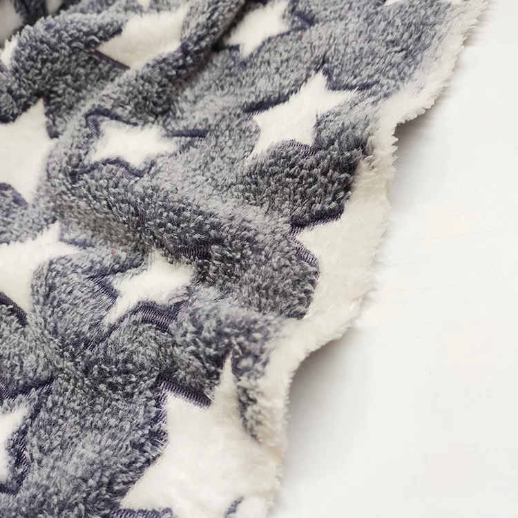 
Double-sided Stretch plush five-pointed double side star printing pajamas blanket hometextile fabric 