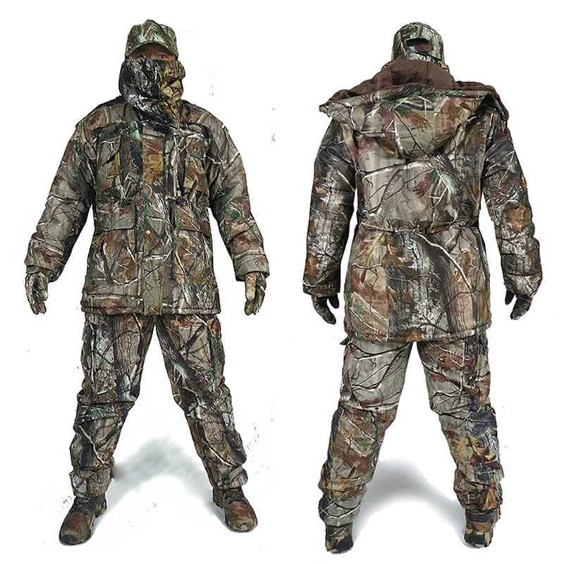 Winter Warm Hunting Clothes Thicken Birds Fishing Outdoor Fabric Bionic Camo Ghillie Suit Sniper Hunting Camouflage Clothes