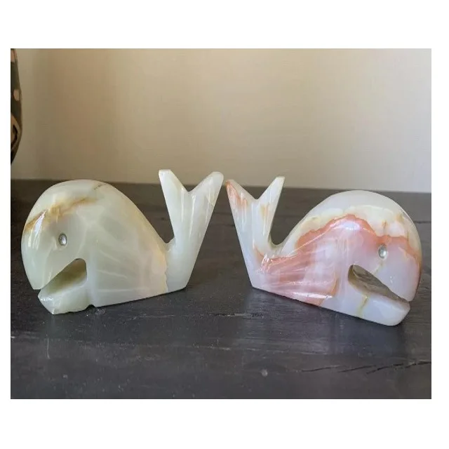 High Quality Cute Marble Fish Statue Onyx Fish Figurine for Home Decoration Gifts Hand-Carved Animal Model Engraving Technique