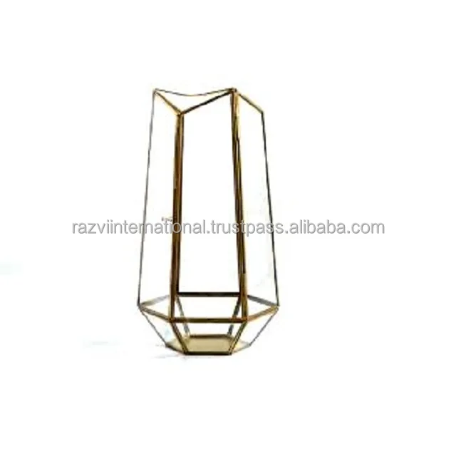 Hot Sale Modern Design Black Glass Terrarium with Metal Frame for Tabletop Vase