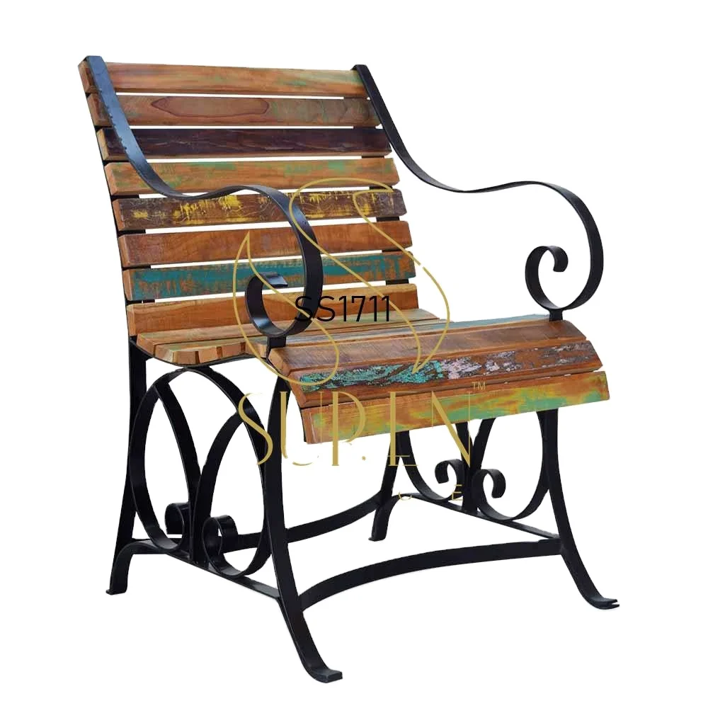 Reclaimed Old Wood Colonial Resort Rest Chair Perfect Indian Old Wood Furniture Design for Indoor & Outdoor Site