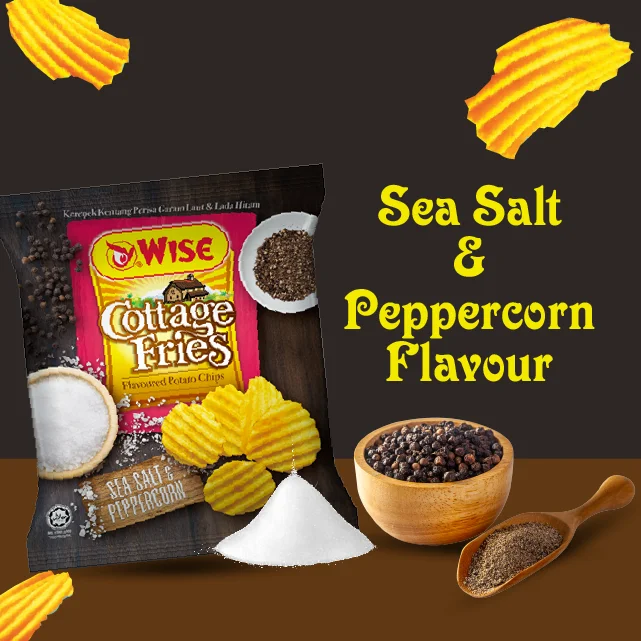 Cheap hot sale top quality sea salt and peppercorn flavor wise cottage fries fiber rich protein