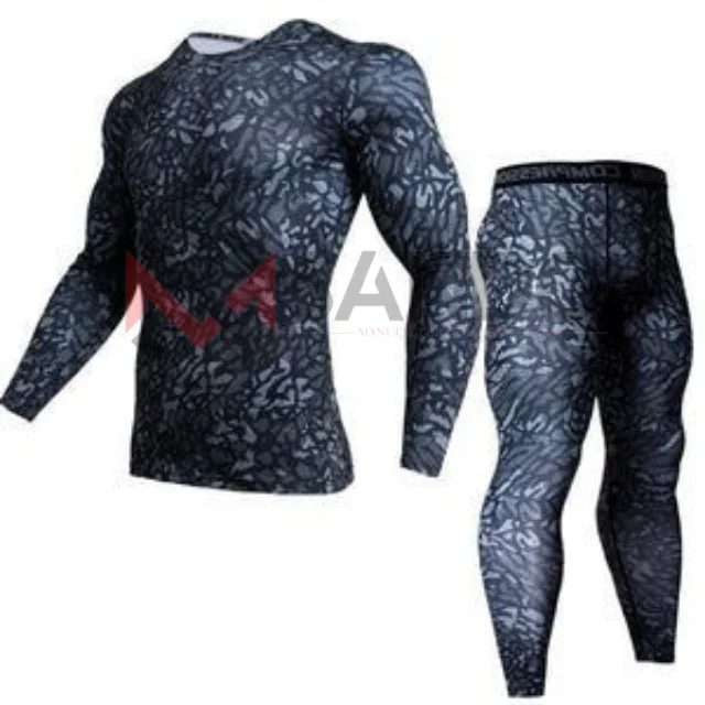 Wholesale High Quality Mens Gym mma rash guard with Custom Logo Design Elastic Waist pants rash guard for men