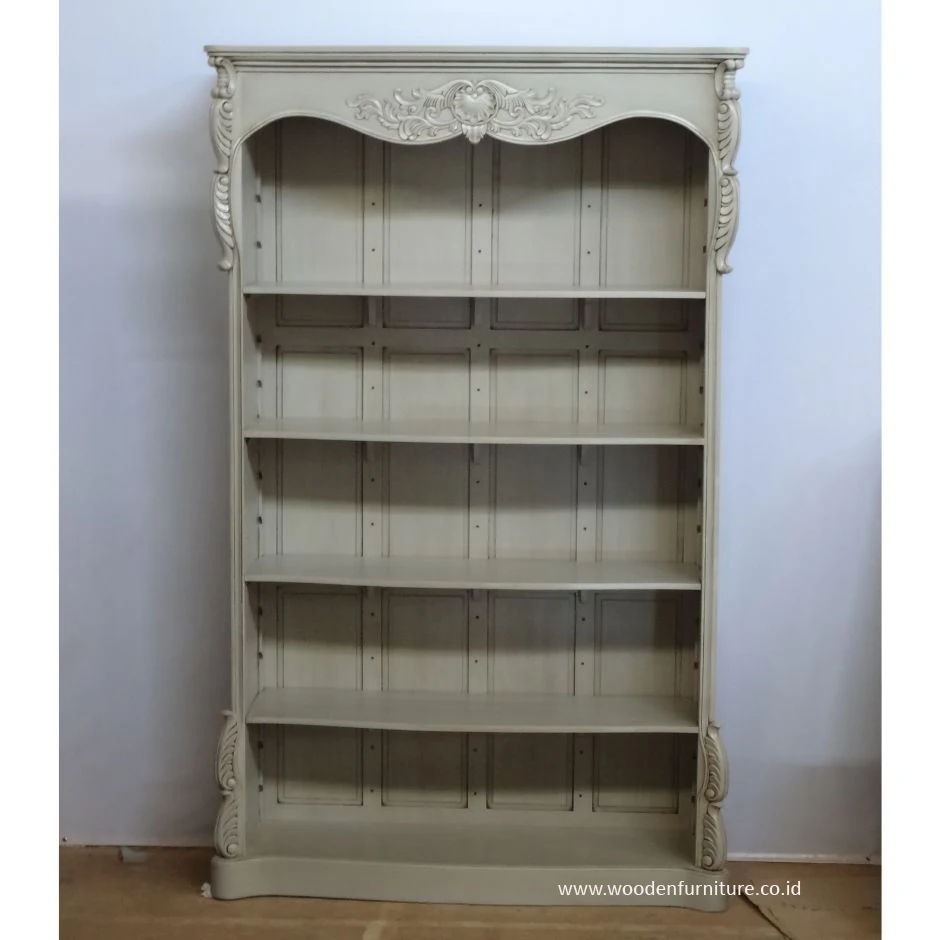 Wooden Bookcase French Style Book Shelves Antique Reproduction Office Furniture