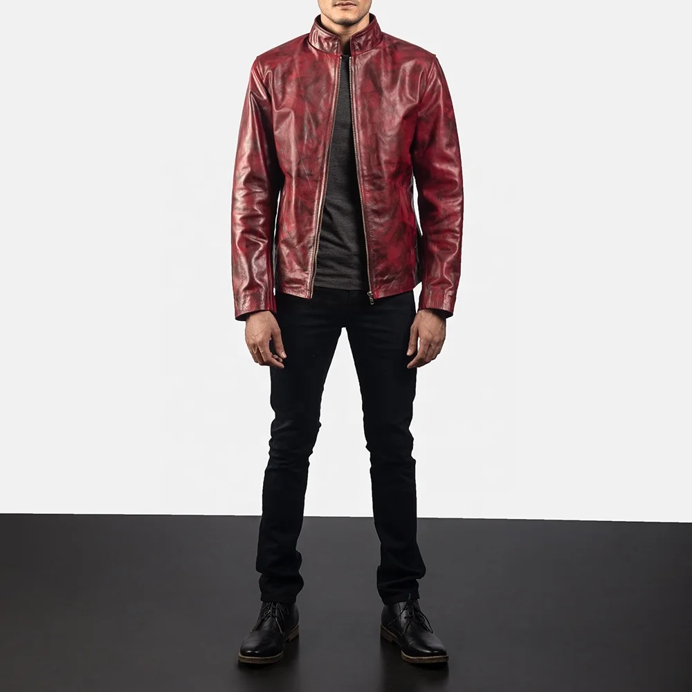 MENS DISTRESSED CASUAL BIKER GENUINE LEATHER JACKET RETRO MOTOR BIKE MOTORCYCLE LEATHER JACKET VINTAGE REAL LEATHER JACKET OEM