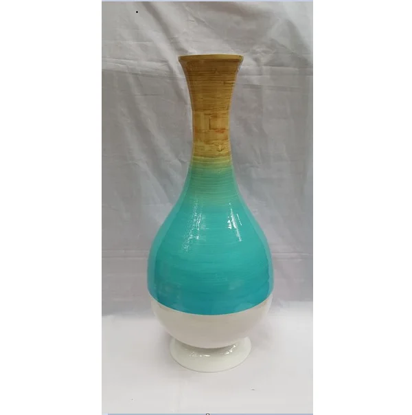 Home Decoration Bamboo Lacquered Vase Manufactured In Vietnam For Sale Cheap Price FOB Ho Chi Minh Port Customized Packing