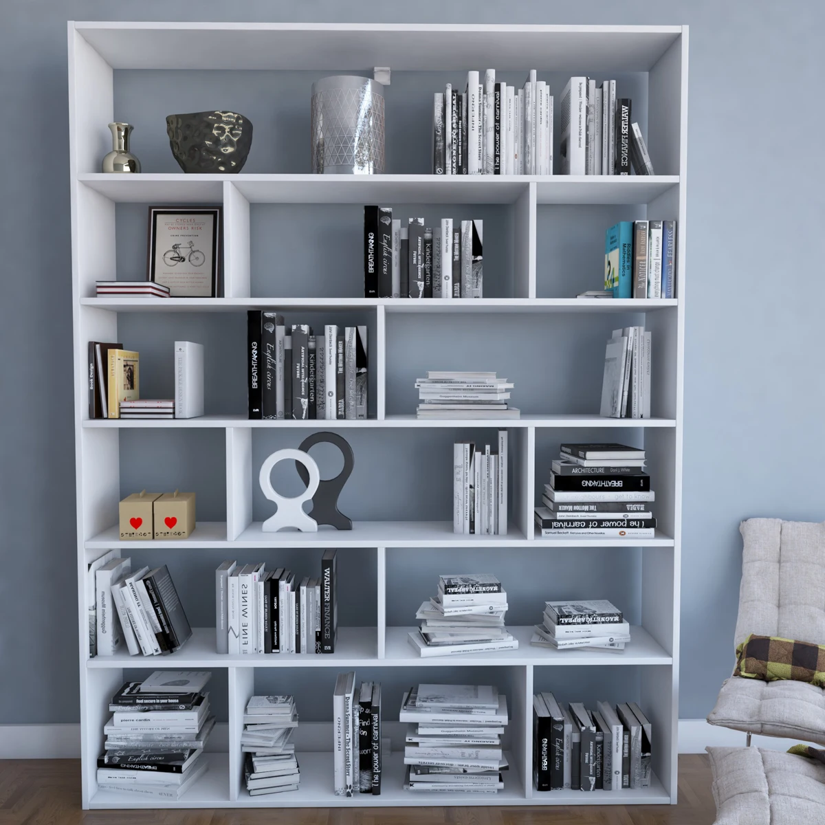 Adjustable Modular  Modern Wall Library Bookshelf School Library Bookcases Furniture Design