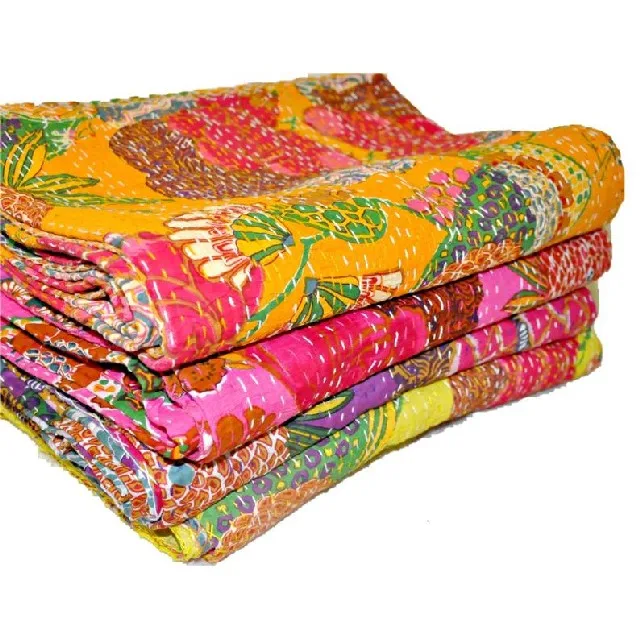 Оптовая продажа одеяла kantha рождественские подарки богемное Тропическое покрывало Kantha для дивана двухместное