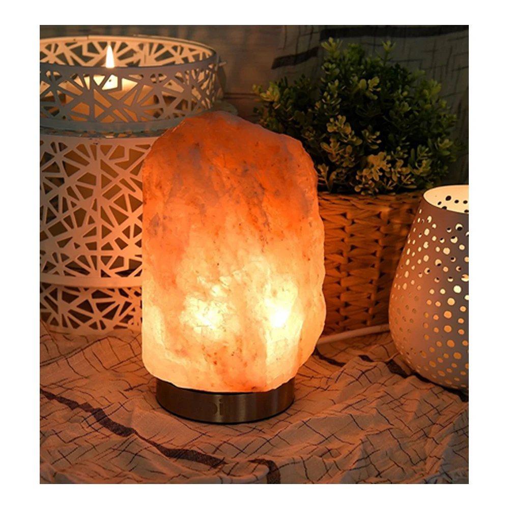 Himalayan Salt Lamp Natural Salt Lamp 5 to 7 Inches Carved 2-3kg by Sea Organic Material With Wooden Base