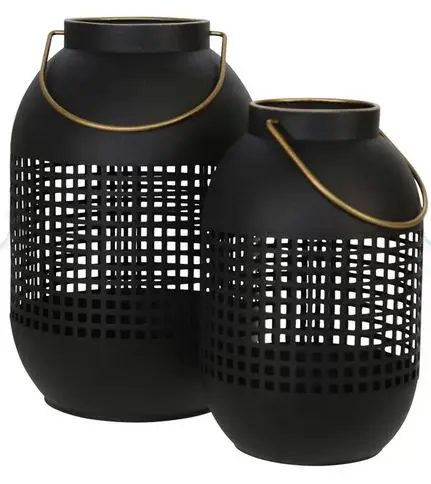 Черный металлический сетчатый дизайн фонарь классический стиль для внутреннего и наружного украшения дома сада элегантное осветительное решение