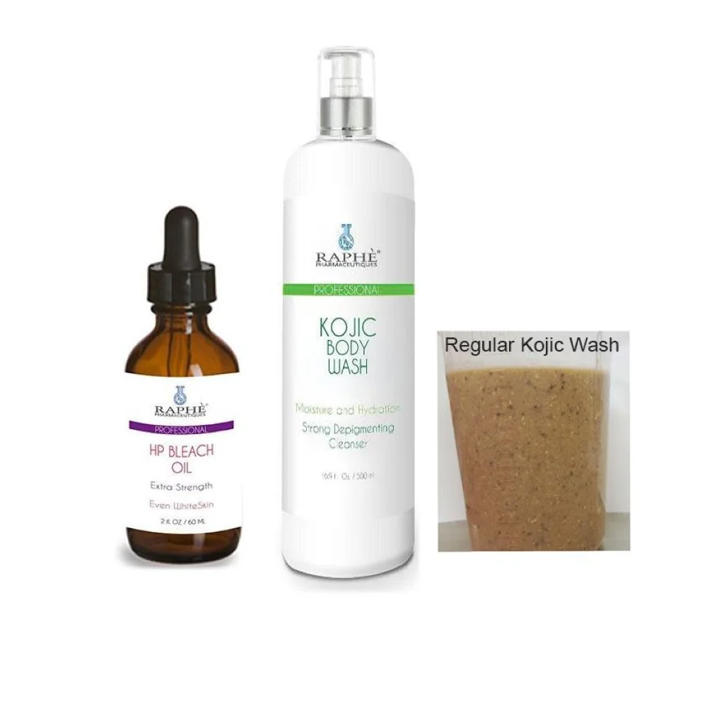 Kojic Acid Bleaching Wash 15oz With High Potency Bleach Oil 60ml - 3 sets