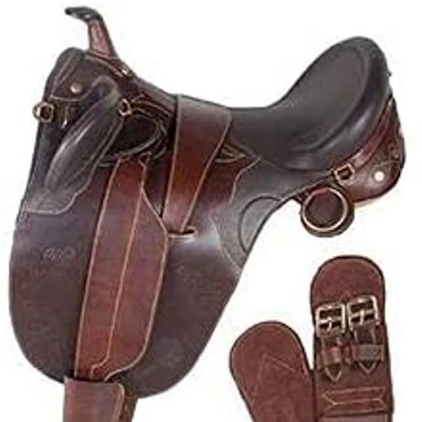 Handmade Genuine Leather Horse Saddlery australian stock saddle with horn