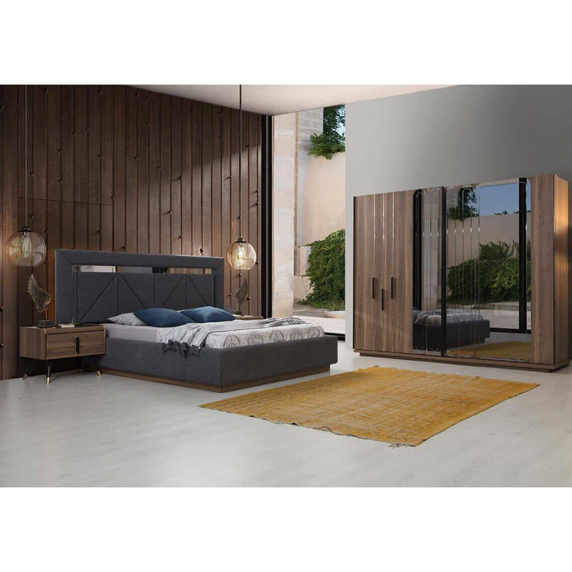 Bedroom Set Wardrobe Chest of Drawer Mirror Bed wth Storage Night Stand Modern istanbul style home living furniture (iDER Megan)