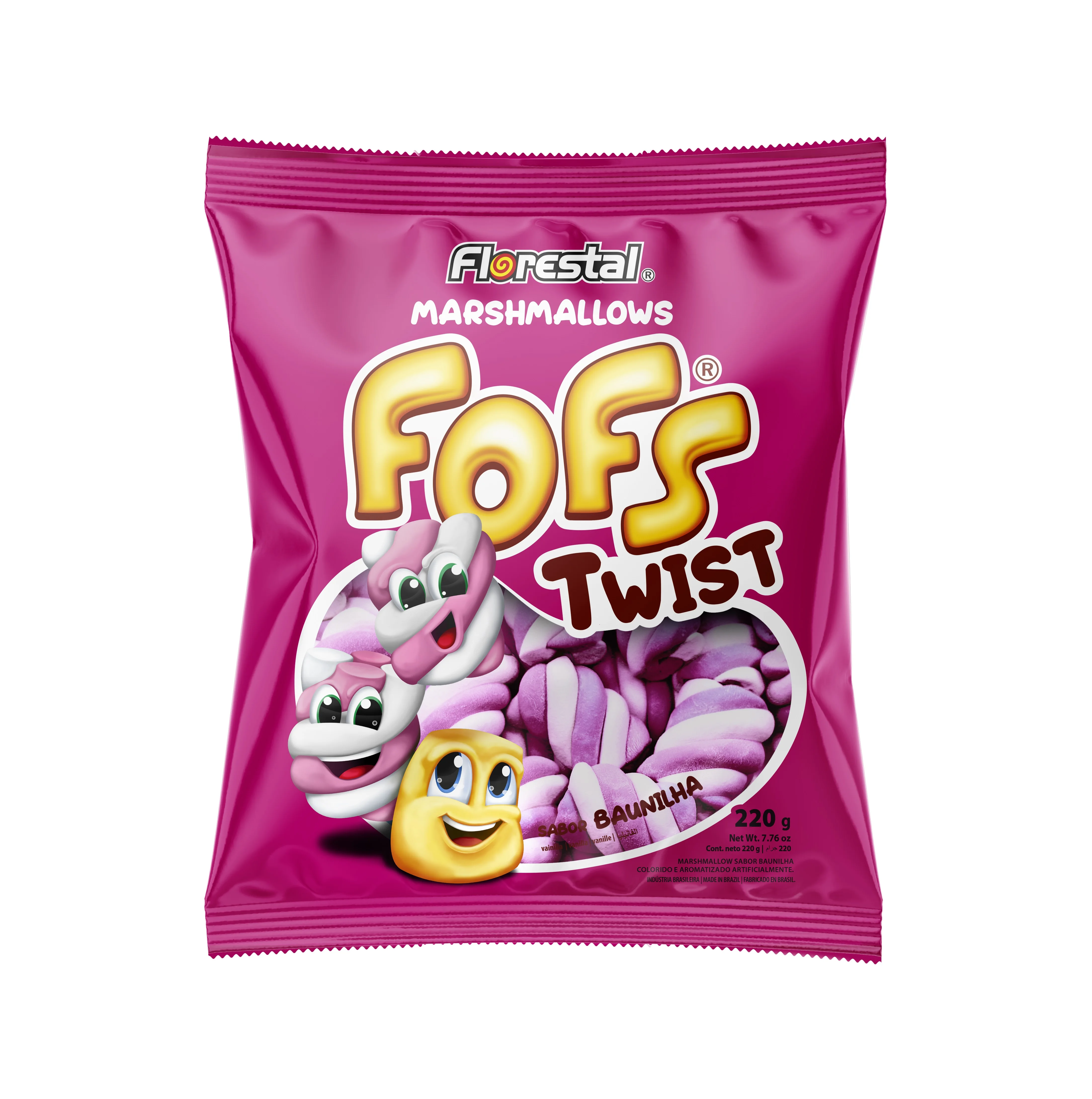 82623 - Marshmallow Fofs Twist Pink and White Vanilla 5g x 44un x 12 bag