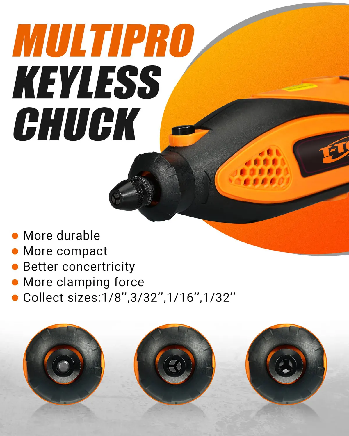 Dremel 135W Orange Portable Mini Electric Grinder 6-Speed Flex Shaft Keyless Chuck Carving Rotary Tools
