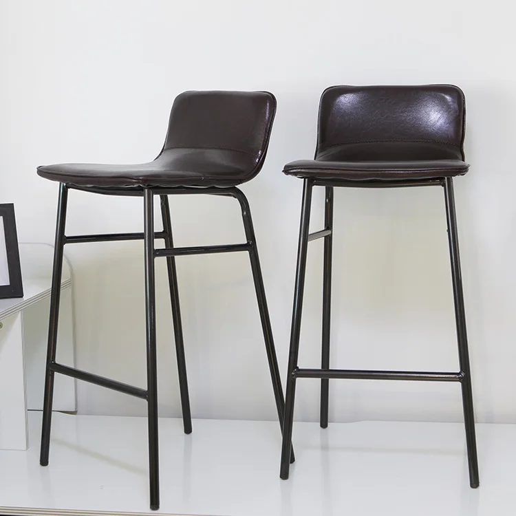  Винтажный Современный барный стул из искусственной кожи с обивкой удобные черные металлические ножки барные стулья набор барных стульев