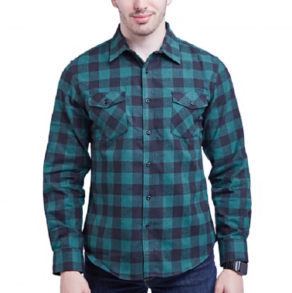 OEM Wholesale Big Check Heavyweight Wool Blend Winter Flannel Shirts