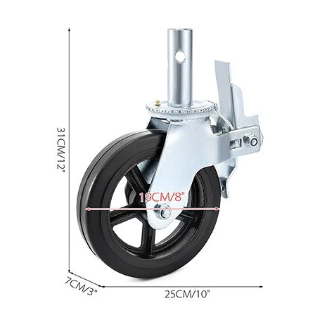 Heavy Duty Scaffolding Caster 8 x 2 Inch with Dual Locking Break Rubber Swivel Wheel 360 Degrees Rolling Tower from Vietnam