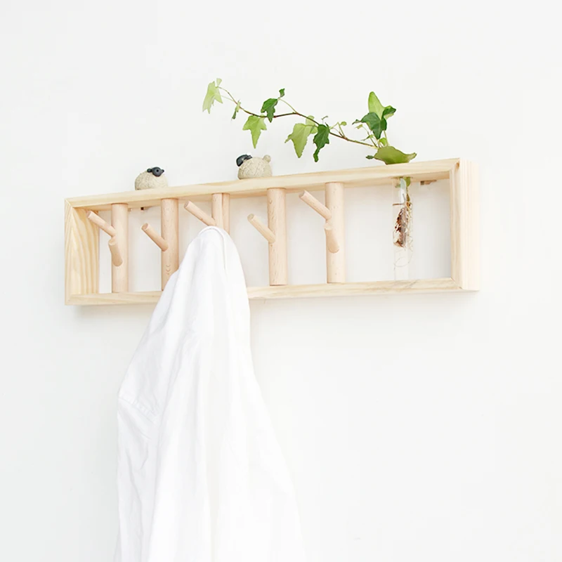 
Shengqu custom nordic rustic decorative wooden coat wall hook 