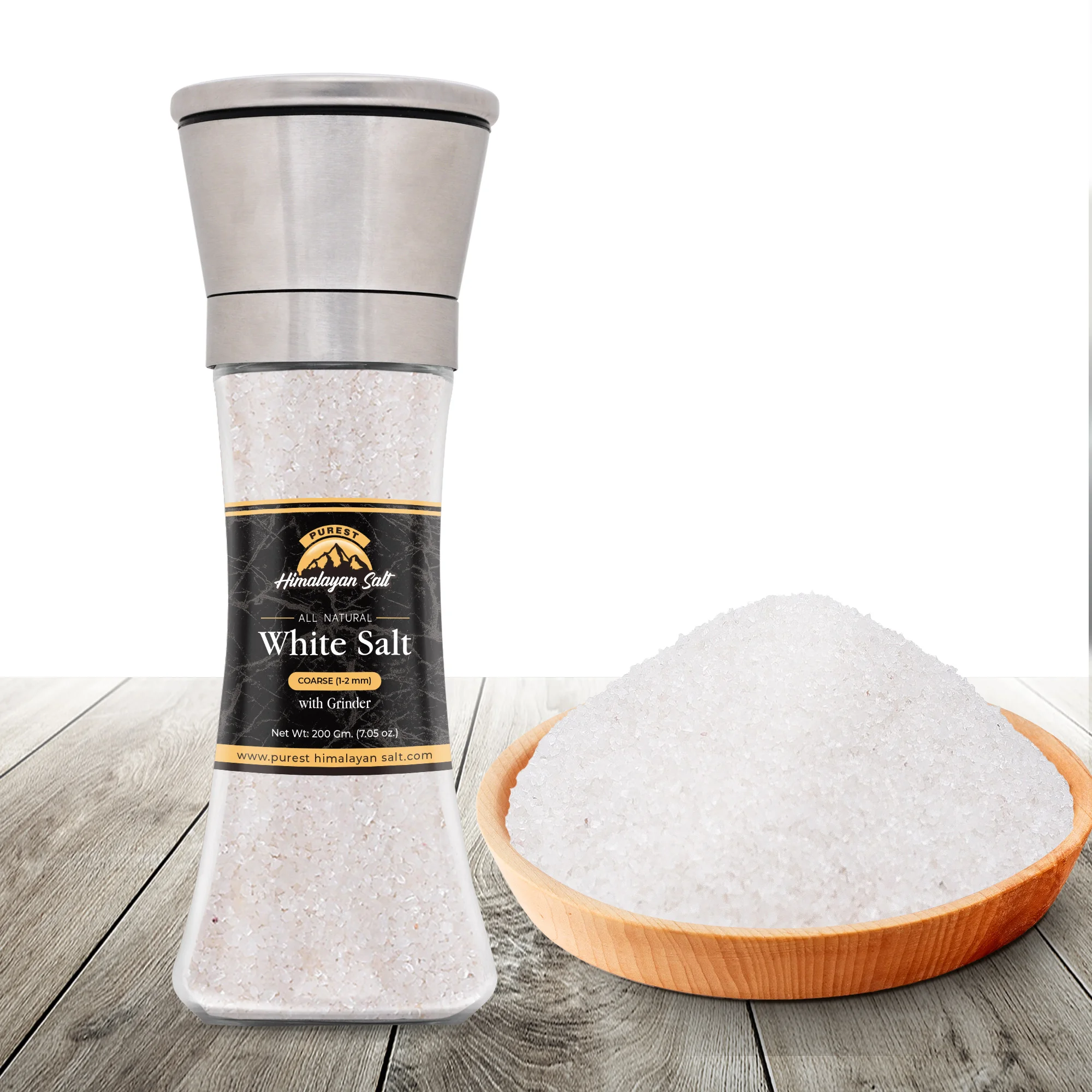 ADIBLE Регулируемый Керамический Резак для соли стеклянная мельница 200 г (7 05 унции) с чистой гималайской белой солью грубой 1-2 мм