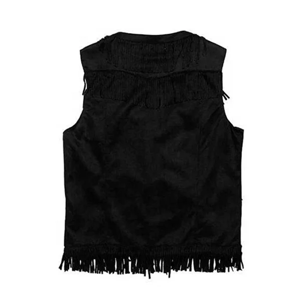 COWBOY BLACK GENUINE FRINGES LEATHER VEST Biker Vests With Concealed Carry Gun Pocket Cruise Vintage