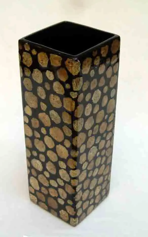 
Square lacquer vase with egg-cell finishing, Vietnam handicrafts, suitable for home-decor, tableware, kitchenware 
