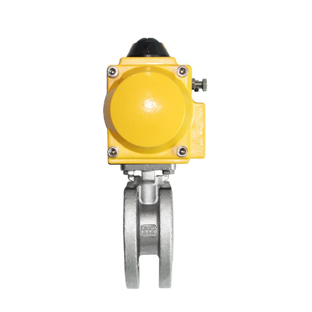 PN16 Stainless Steel WCB Italy Ultra Thin Short Type Pneumatic Rotary Actuator Operated Wafer Type Ball Valve