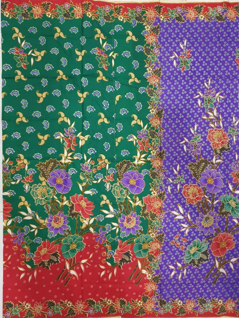 
Supplier Malaysia best selling kain Batik Poly-Cotton machine print floral design pattern sewed in Tube 