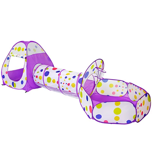 Castle Play Tent Crawl Tunnel Ball Pit with Basketball Hoop play tent for Kids Toddlers Indoor Outdoor