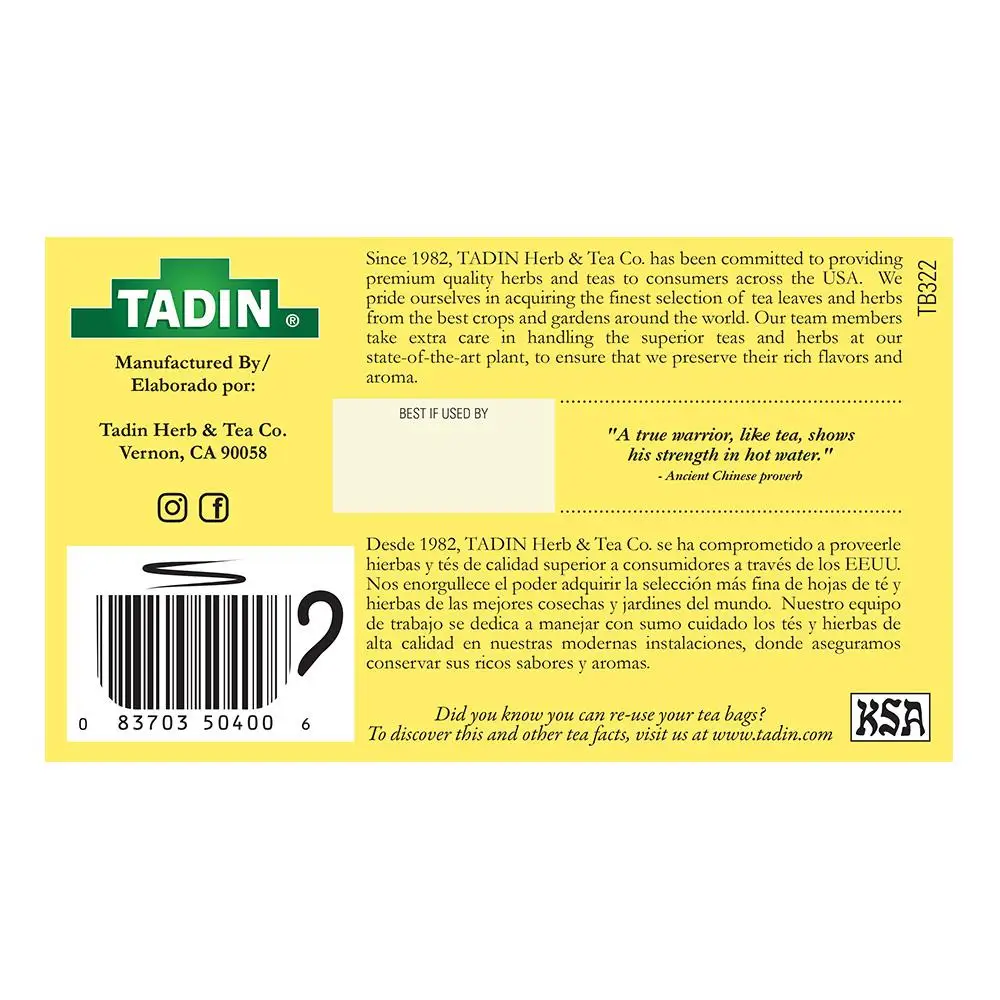 Лемонграсс тадин 24 пакета 0 84 унции энергетический усилитель травяной чай с холодным рельефом
