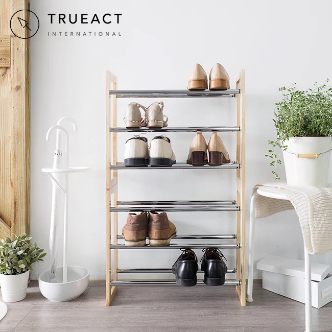 Ready to Ship Design Wooden Grain Simple Shoes Storage Wood Rack Design Stand