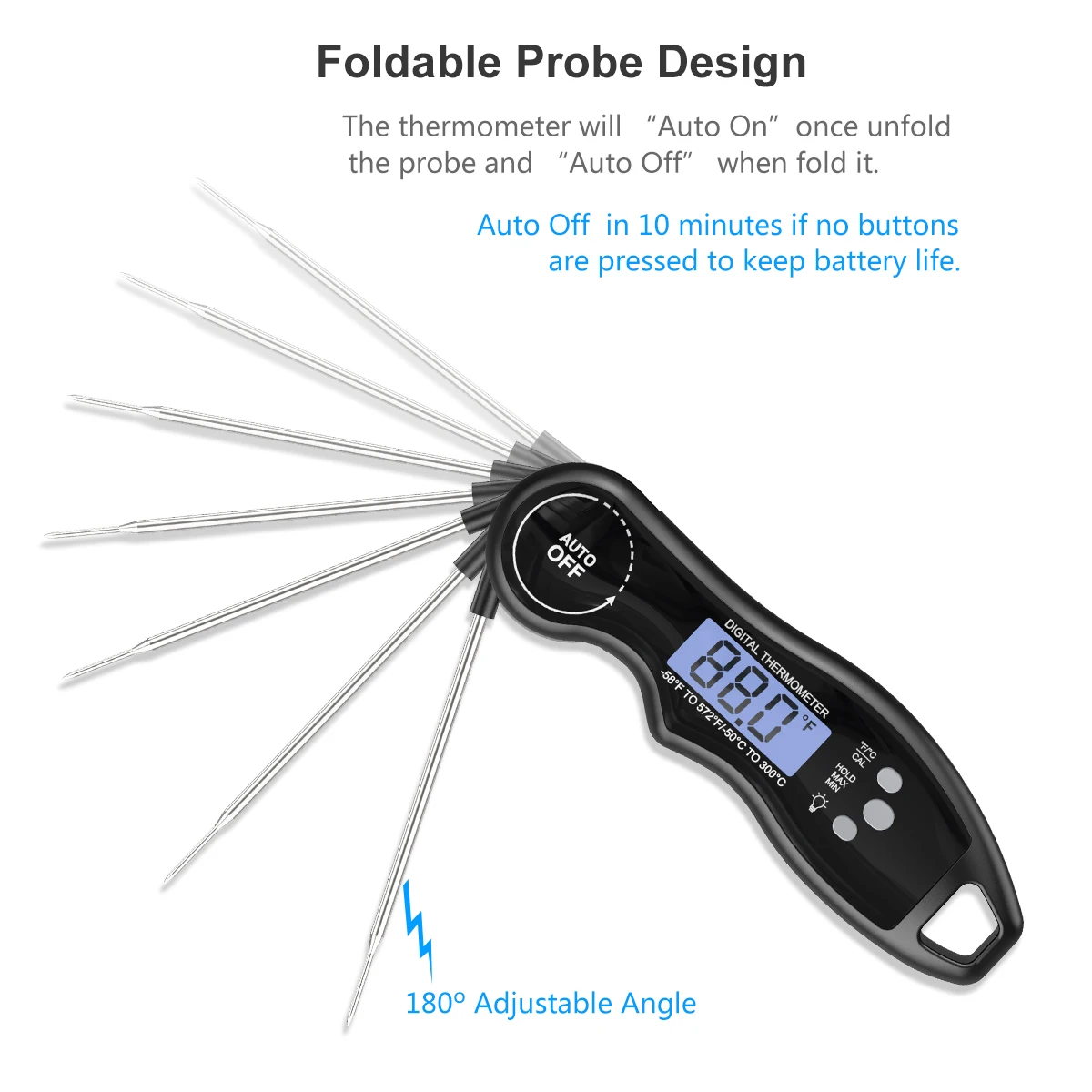 Waterproof Internal Magnet Thermapen Instant Read Thermometer With Large Backlit LCD Screen Meat Probe Thermometer