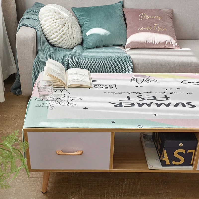 
wholesale customize printed linen cotton fabric decor tea table cloth 