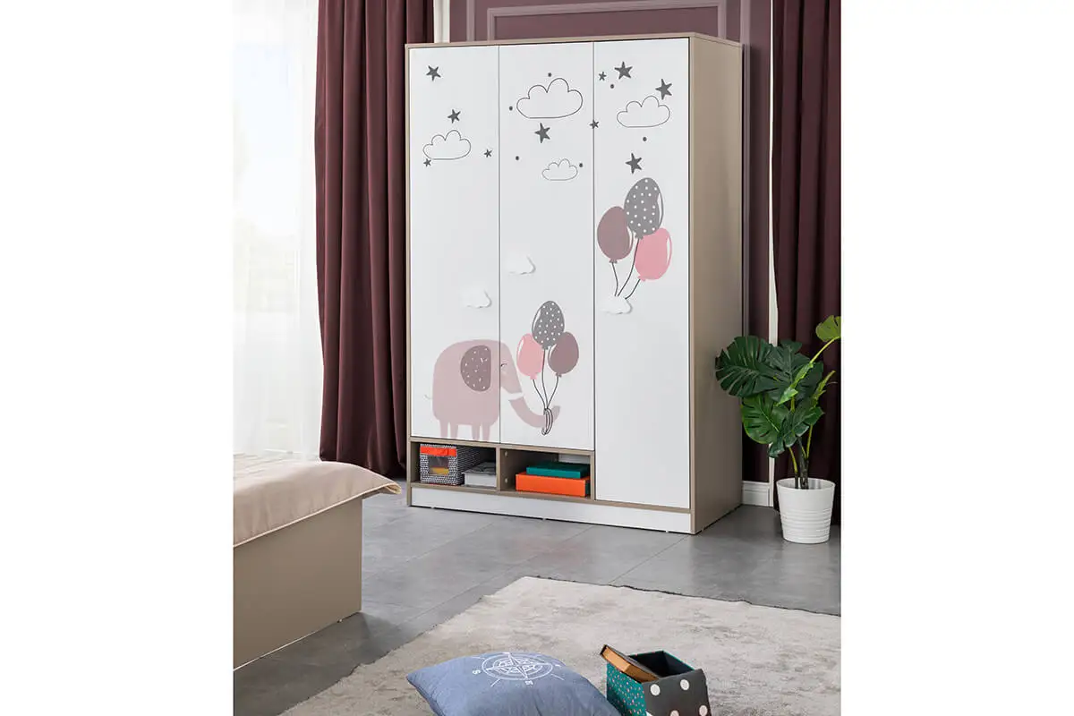 Economic Cheap Kid Teen Bedroom Furniture Set Natural Modern Functional Hygienic Wardrobe Study Desk (ider Jungle teen room)